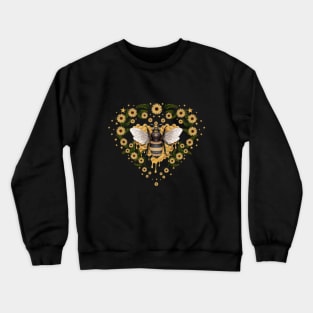 Queen and bee, Sweet, honey, heart, bee and flowers, hive, watercolor Crewneck Sweatshirt